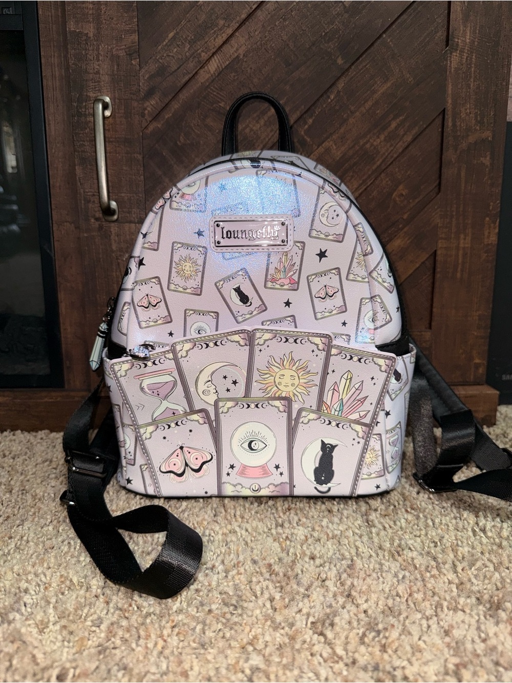 Rare Loungefly Pastel Pink Tarot Card Mini Backpack with Black Accents